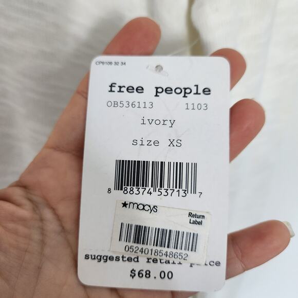 Free People We The Free Knit Pullover XS Split Back Ivory Beach Cozy Oversized - Picture 4 of 8